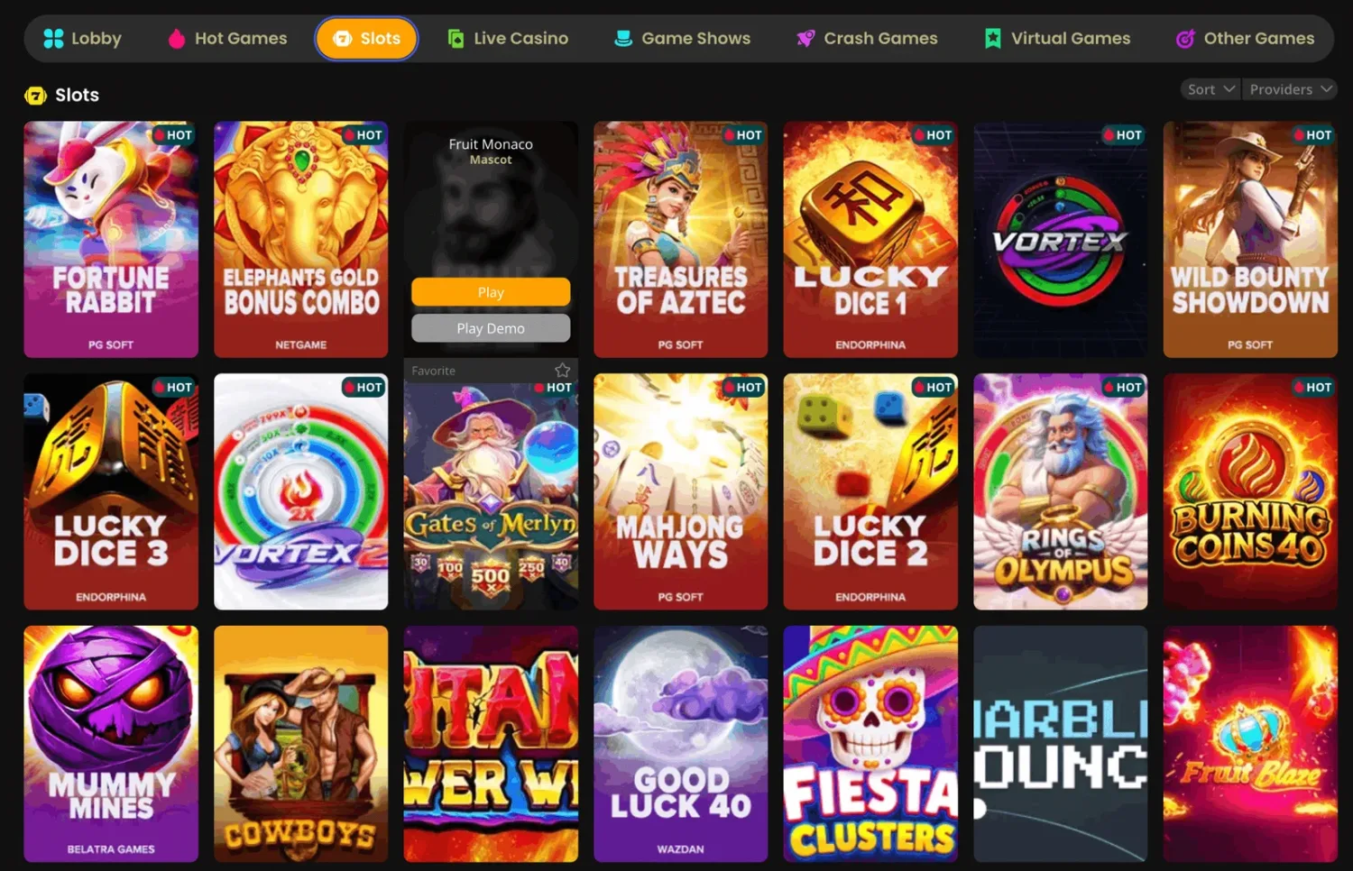 Live dealer tables in the Kirabet casino lobby