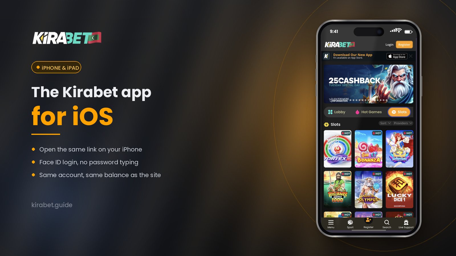 Kirabet app for iOS on iPhone